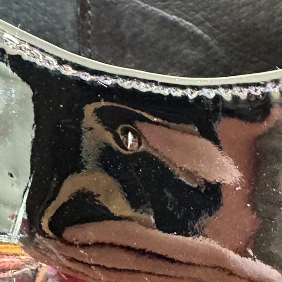 Shellys London Salisbury Black Patent Leather Fringe Silver Buckle Loafer Size 6 - Picture 7 of 17